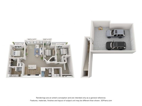 Floor plan for 3 beds, 2 baths, 1700 sqft